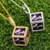 Cores DIY feitos sob encomenda da foto Colar medalhões de ouro prata Bling CZ Dice pendente da foto Colar com corda cadeia de 24inch por Homens Mulheres