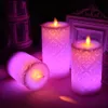 Vela de LED remoto sem fio com chama dançando luz LED, vela de pilar de cera para decoração de casamento / luz da noite, velas de Natal Y200109