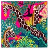 Manual Hand Rolled Twill Silk Scarf Women Three Giraffes Printing Square Scarves Foulards Femme Wrap Bandana Hijab Clothing Decoration 90cm*90cm