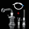 10mm 14mm liten mini glas bong rig i hookah två användning rökning pipe shisha diposable glasrör olja brännare tobak skål tillbehör aska fångare percolater bubbler