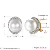 Stud Wedding Jewellry White Cubic Zirconia Pearl Earrings Gold Overlay For Women Fashion Jewelry E20961