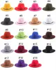 19 couleurs femmes chapeau Fedora pour Gentleman laine large bord Jazz église casquette bande large bord plat chapeaux élégant Trilby Panama casquettes M2921