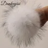 DIY Waschbärenfell Pompon Echte Pompoms Pom Poms Für Schal Handschuhe Hüte Mütze 14-15cm1 Eger22