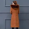 Parka d'hiver pour femme à capuche avec col en fourrure manteaux femme longue veste mince grande taille vers le bas coton vestes automne 201027