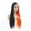 Mix Kolorowe Długie Proste Pełne Koronki Syntetyczne Front Peruki Symulacja Ludzkich Włosów Wig Parrucche Piene Di Capelli Humano
