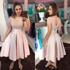 Off Axla Pink Prom Homecoming Dresses V Neck Knot Lace Pleats Kort ärmar Formell Prom Party Dress Sweet 16 Cocktail Dresses L148