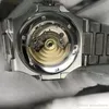 Top U1 fabriek hemelsblauw herenhorloge uurwerk gegraveerd PP blauwe wijzerplaat automatisch mechanisch roestvrij staal transparante achterkant herenhorloges polshorloges