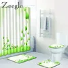 バスマットZeegleバスルーム用の景色の良いプリント洗濯可能な台座敷物の蓋カバーカーペット吸収剤セットMAT1