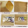 100 SZTUK LOT KRAFT Papier Worek Okno Self Seal Torby Do Przechowywania Żywności Zipper Pakowanie Pakowanie Pakowanie Zamykane Plastikowe Opakowanie