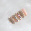 24 pièces bijoux de luxe ballet cercueil fait à la main cristal diamant faux ongles rose clair