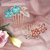 Kolorowe kwiaty Rhinestone Hairpins Retro Damskie Hollow Out Kryształ Grzebień Włosów Hairpin Moda Akcesoria do włosów Stroczki