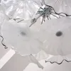 Lampen Handgeblasenes Glas Kronleuchter Beleuchtung Runde LED-Plattenleuchte Durchmesser 44 Zoll Weiße Blumenkronleuchter für Wohnzimmer Hoteldekoration