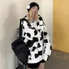 Sweater women autumn winter cow hooded pullover ins loose and thin Korean couple jacket letter printing sweatshirt women hoodie