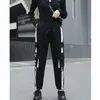Kadın Moda Gevşek Kargo Pantolon Kadın Gündelik Büyük Cep Sokak Giyim Pantolonları Bayanlar Elastik Bel Ayak Bileği Uzunluğu Jogger Pants LJ200819