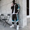 Mens Sportswear Set Moda Baskı Gündelik Jacketsports Pants 2 Parça Sonbahar Setleri Fermuar Siyah Jogging Sportswear 201204