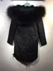 mukla furs popular negro raccoon trim damas nieve parkas forro de piel de zorro negro exterior chaquetas largas mantener el calor