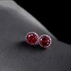 Choucong Top Sälj Simple Fashion Smycken 8mm Round Cut Multi Gemstones Sapphire CZ Diamant Kvinnor Bröllop Crown Stud Earring Gift Aldrig blekna