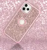 グリッター3層iPhone 14 13 12 11 15 Pro Max Bling Glitter Shockproof保護カバー用の3層