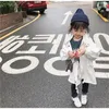 Sonbahar Kore Stil Bebek Kız Moda Uzun Kollu Trençkot 2-6 Yıl Katı Renk Gevşek Rahat Lashing Ceket Çocuk Ceketler 201106