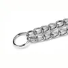 Chrome pläterade tre rader Training Dog Chain Sliver Iron Justerbar krage Personlig PET Pinch Collar Martingale Pug LJ201113