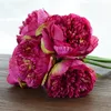 Beş kafa şakayık simüle dekoratif çiçekler Avrupa tarzı yapay çiçek düğün gelin holding çelenk