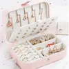 Protable Leather Jewelry Storage Box Earrings Ring Necklace Case Jewel Packaging Travel Cosmetics Beauty Organizer Container Box LJ200812