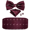 Fluga Cummerbund För män Röd slips Dinosaur fluga Self Set Burgundy Designer Smoking Suit Barry.Wang YF-10081