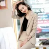 Kvinnor Pant Suit Office Lady Business Work Wear Aprikos Green 2 Piece Set för Spring Fall Winter