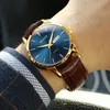 Olevs Men Watche Top Brand Luxury Fashion Bussness 통기성 가죽 Luminous Hand Quartz Wristwatch 선물 220225