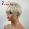 Vanchair Tam Makine İnsan Saç Peruk Işık Gri 150% Yoğunluk Pixie Kesim Katmanlı Bob Peruk Kadınlar için