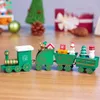 Trem de natal pintado de madeira decoração de natal para casa com santa natal brinquedos do miúdo presente ornamento navidad ano novo gift9625457