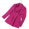 DEAT femmes Rose rouge plissé Split tempérament Blazer nouveau revers à manches longues coupe ample veste mode printemps automne 1S5570 201201