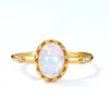 S925 Silber Ring Überzogene 9k Gold Opal Eheringe Ringe Für Frauen Gelbgold Farbe Versprechen Verlobungsfrau Schmuck