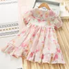 Exquisite Mädchen Kinder Kleidung Kleid voller Blumen Rüschen Sommer elegante rosa Kleider Kinder weiche Mädchen Kleidung