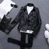 Fitaylor Spring Autumn Women Short Faux PU Jacket Slim Fashion Punk Outwear Motorcycle Leather Jacket Casual Coat 201214