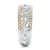 Helt ny toppförsäljning vintage smycken 925 sterling silver dubbel färg ihålig vit safir evighet fest kvinnor bröllop band blomma221s