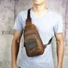 Mężczyźni Oryginalne szalona skóra konia Casual Fashion Crossbody Torka na klatkę piersiową Projekt Travel One Rame Bag Daypack Mężczyzna 8013d 201118