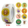 500 stks / roll round cartoon leerlingen motiverende labels stickers schattig dier groothandel de niet-drogen label sticker kinderen cadeau