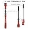 Mascara QIC 4D à double extrémité en fibre noire, volume épais, allongeant, placage rose, aspect naturel, aspect naturel, Coloris Gold Cosm1259557