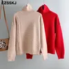 Autunno inverno dolcevita oversize cashmere Swetter Pullover Donna femminile sciolto maglione Twist manica lunga grande maglia ponticelli top LJ201112