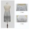 Donne anni '20 Vintage Great Gatsby Tassel Paillettes Dress Sexy Halter Summer Party Dress Silver Fringe Dress Vestidos Flapper Costume Y0118