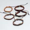 Woven Fashion Handmade Men Bracelets Male Women Leather Bracelet Men Bangle Wholesale Jewelry Gift 5pcs/set