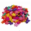 100PCS Sweet Colorful Heart Plastic side hairpins Kids girls butterfly bowhair clips hair accessories Frog bows hair barrettes LJ201226