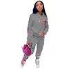 Damen-Trainingsanzüge, 2-teiliges Set, Damen-Herbst-Winter-Kleidung, Kapuzenjacke, Oberteil, Sporthose, Sweatsuit, Jogger-Outfit, passend