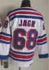 Vintage CCM Hommes 68 Jaromir Jagr Jersey Hockey sur glace Toutes les équipes cousues Noir Bleu Jaune Blanc