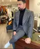 Houndstooth Mens Garnitury 2 Sztuk Ślub Smokingi Vintage Fit Formalne Mężczyzna Garnitur Groom Nosić Tweed 3 Piece Kurtka Pants Kamizelka CG001