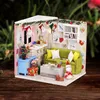 Nouveau 3D maison de poupée en bois Villa meubles bricolage modèle miniature LED lumière 3D maison de poupée en bois cadeaux de Noël jouets pour enfants T200116