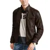 Mäns Jackor Nice Fashion Höst Man Läderjacka Plus Storlek 3XL Svart Brown Mens Stand Collar Coats Biker