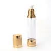 15 ml 30 ml Glänzende Gold Leere Kosmetische Airless Flasche Tragbare Nachfüllbare Pumpspender Flasche Für Lotion