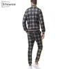 SITEWEIE 2 Piece Sets Fashion Men Clothes Casual Sportswear Mens Sets Sweatsuit Male Plaid Print Zipper Tracksuit Outfit L441 201109